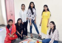 स्प्रीस्टा-2023 के दूसरे दिन रंगोली व मेहंदी डिजाइन प्रतियोगिता में छात्राओं ने दिखाई अपनी प्रतिभा