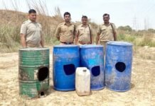 आबकारी विभाग ने हिंडन खादर में तोड़ी शराब की भट्टी