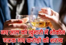 नए साल की खुमारी में शौकीन गटक गए करोड़ों की शराब