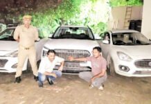 क्राइम ब्रांच की टीम ने किया चोरी व फर्जी फाइनेंस गाड़ियों का भंडाफोड़ चोरी की तीन लग्जरी कार बरामद