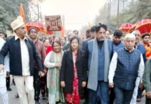 राममय हुआ कौशांबी: अयोध्या श्रीराम मंदिर निर्माण की द्वितीय वर्षगांठ पर निकली भव्य शोभा यात्रा